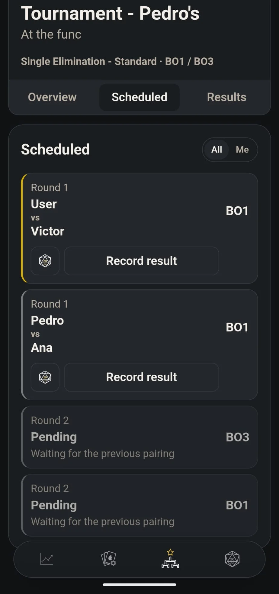 MTG Tracker dark tournament schedule