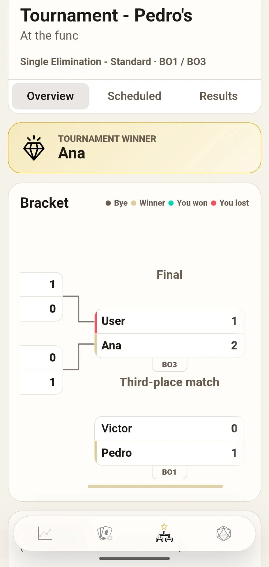 MTG Tracker light completed tournament